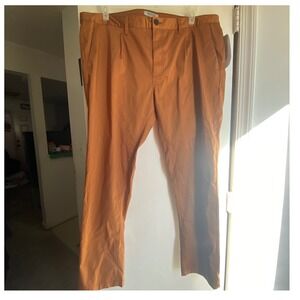 New Kenneth Cole Madison Chino Stretch Pants‎ Caramel 38x32 Mens